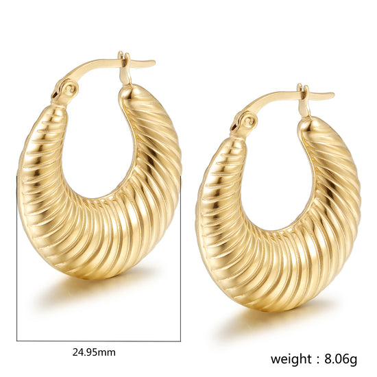 Cable C-shaped earrings-SCE453STGC
