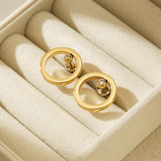 Golden Circle Zircon Earrings-SCE454STMC