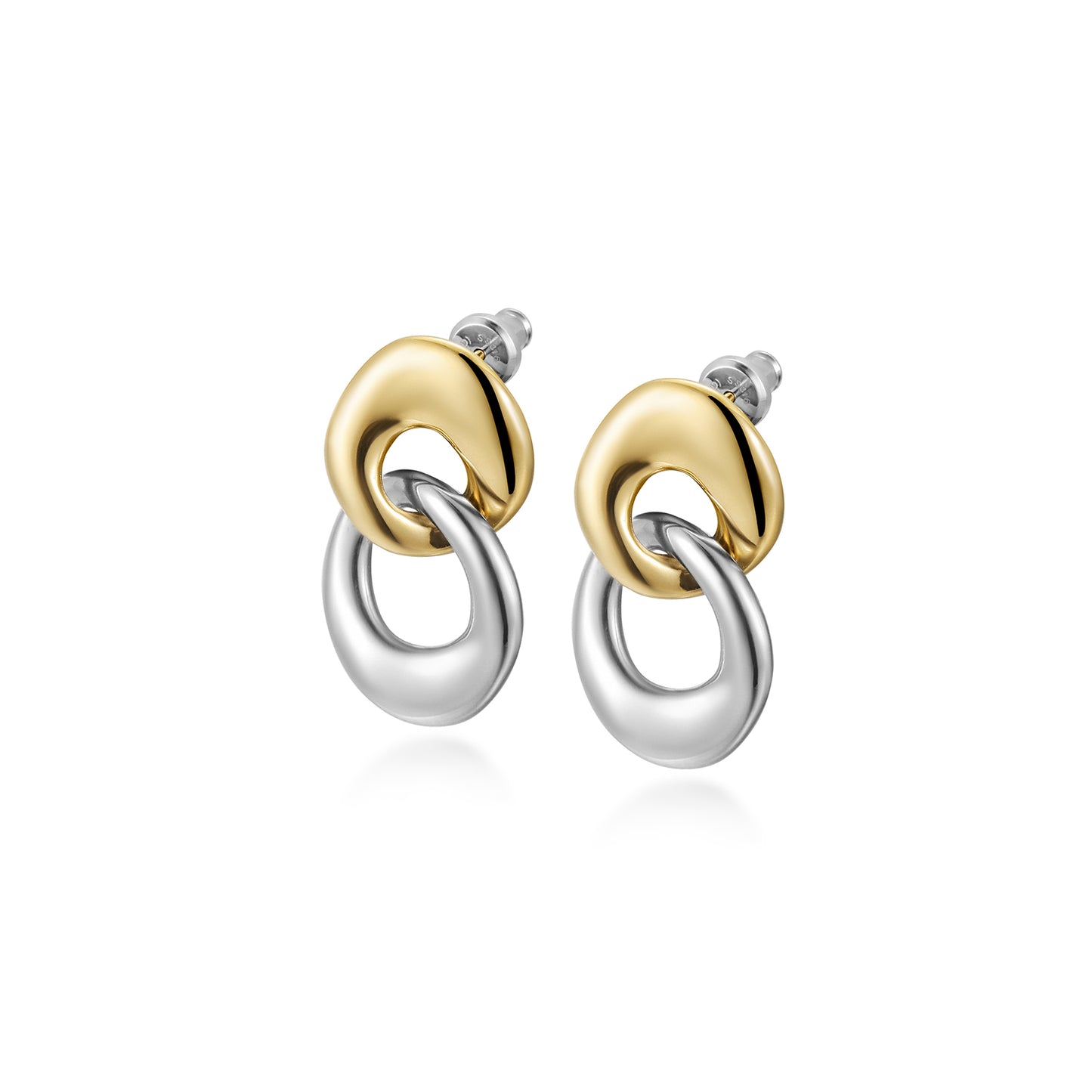Knotted Silver Tone Screw Back Earrings