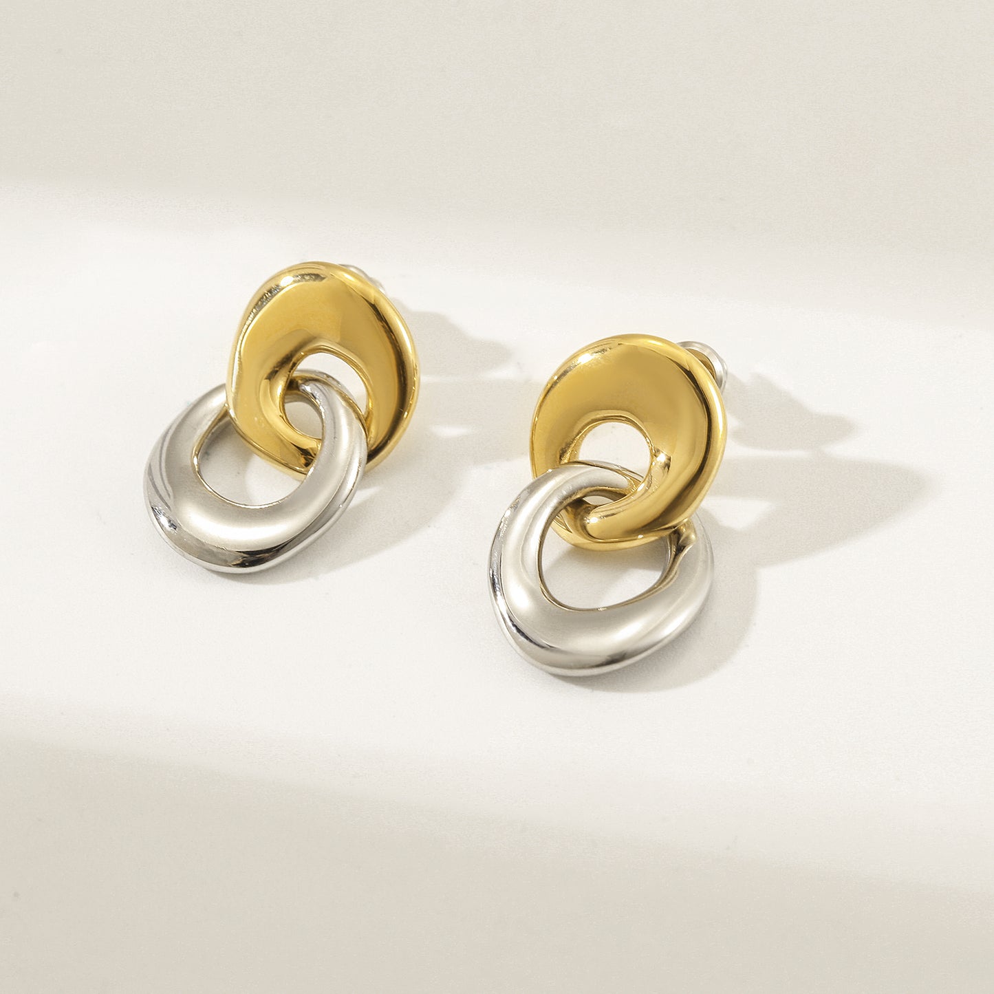 Two Tone Circle Earrings