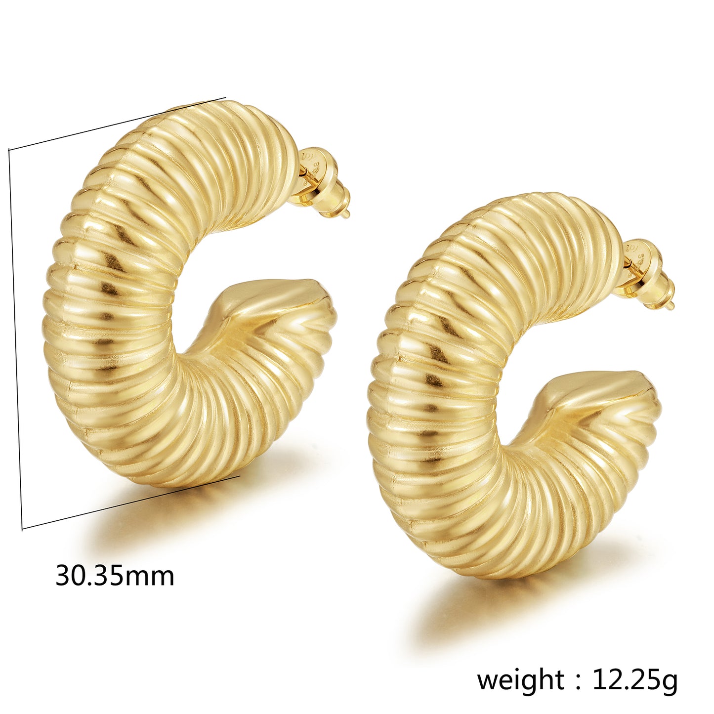 Cable exaggerated C-shaped earrings-SCE460STGC