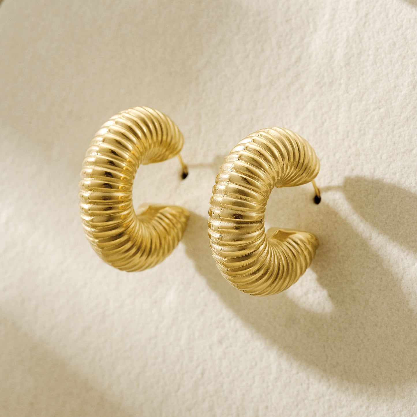 Cable exaggerated C-shaped earrings-SCE460STGC