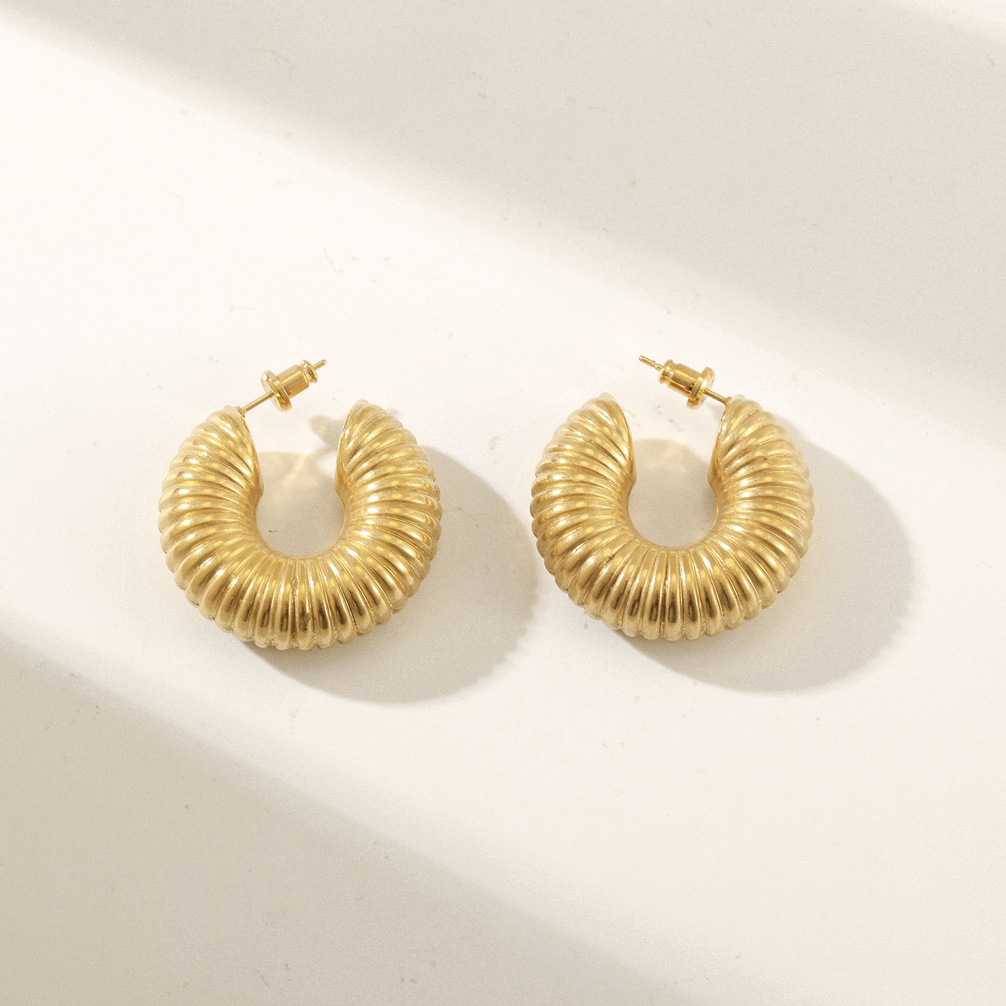 Cable exaggerated C-shaped earrings-SCE460STGC