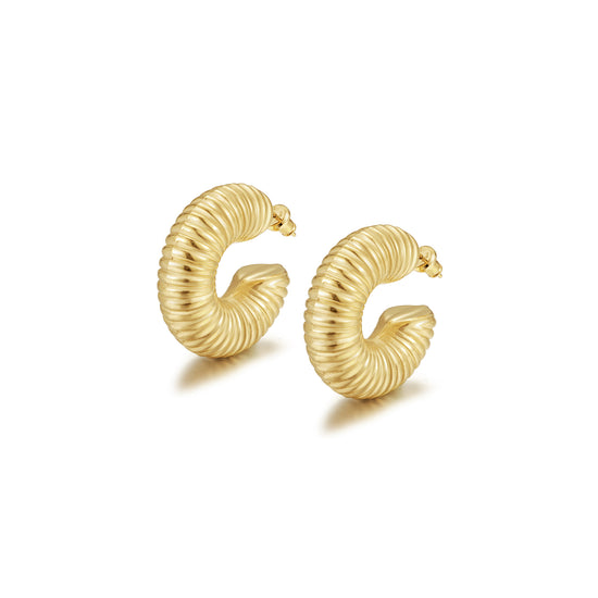 Cable exaggerated C-shaped earrings-SCE460STGC