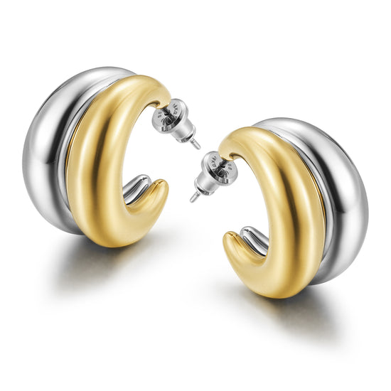 Mid color C-shaped earrings-SCE461STMC
