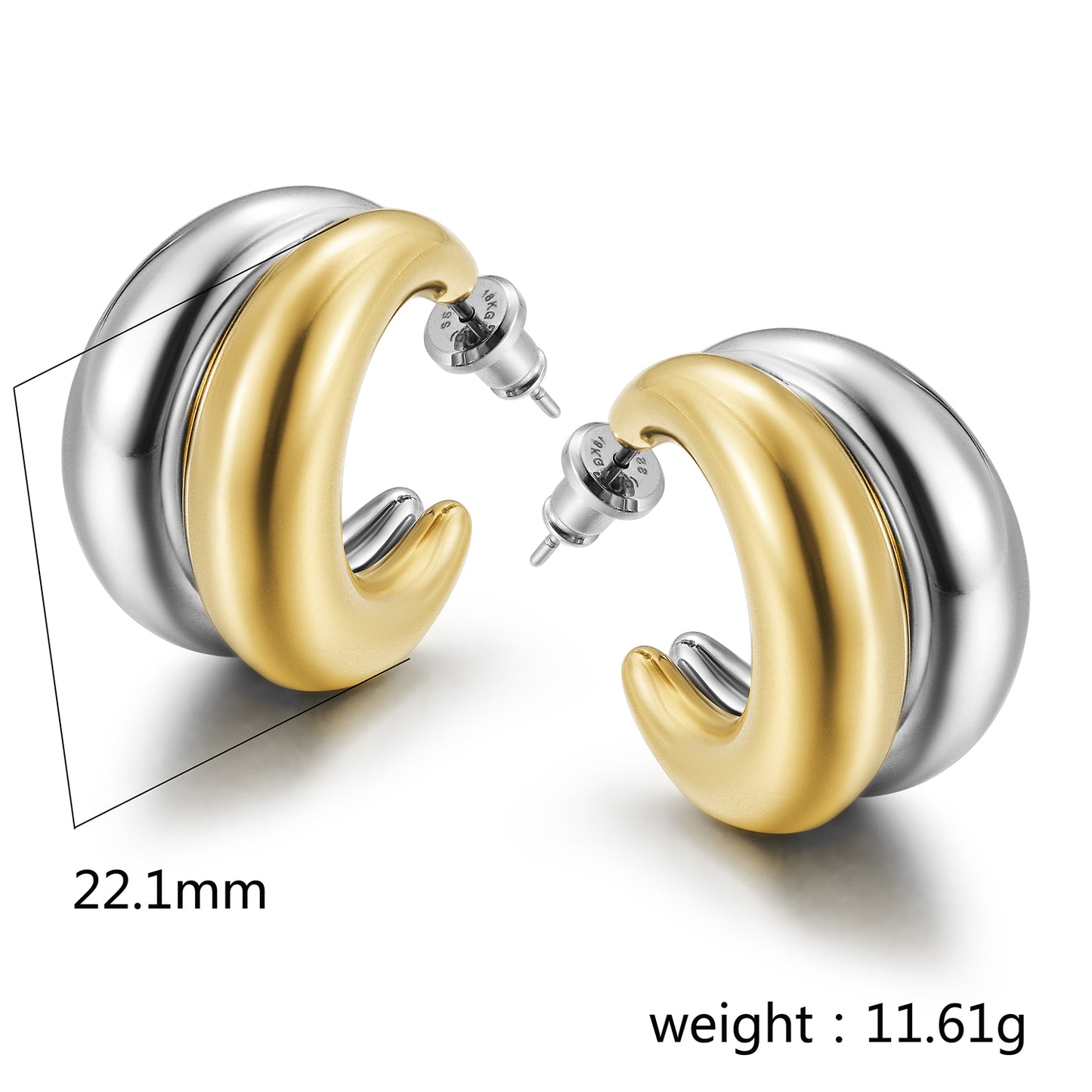 Mid color C-shaped earrings-SCE461STMC