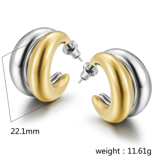 Mid color C-shaped earrings-SCE461STMC