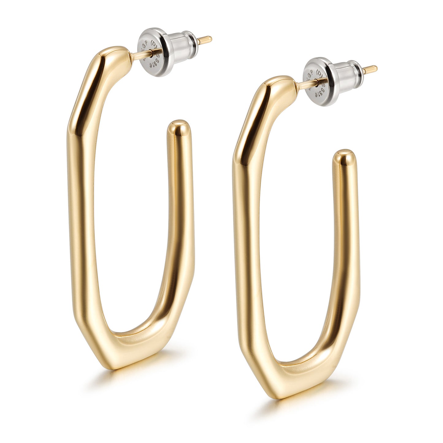 Stainless steel large G earrings-SCE462STGC