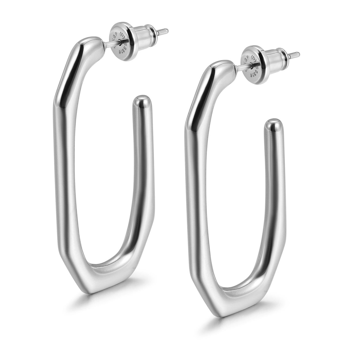 Stainless steel large G earrings-SCE462STWG