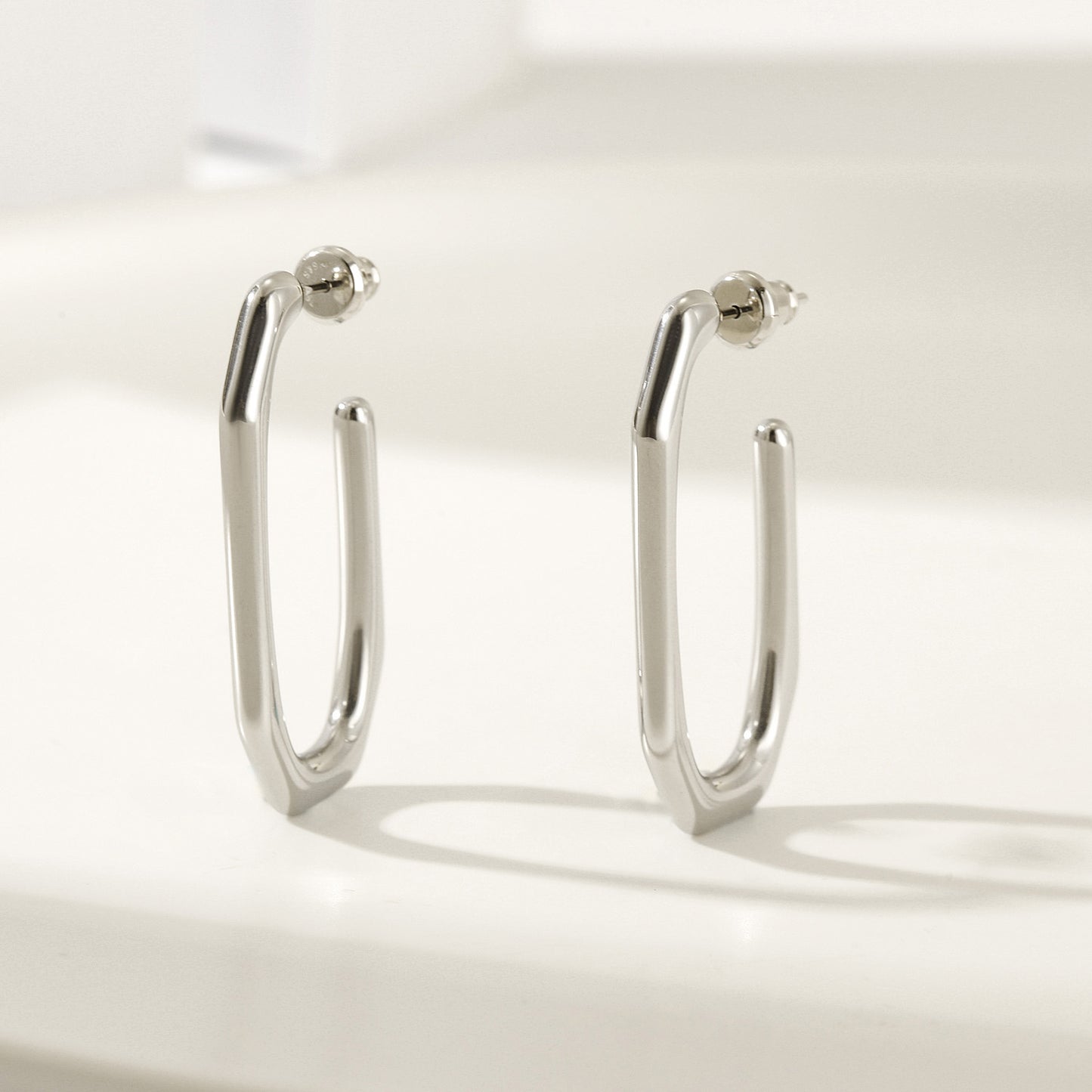 Stainless steel large G earrings-SCE462STWG
