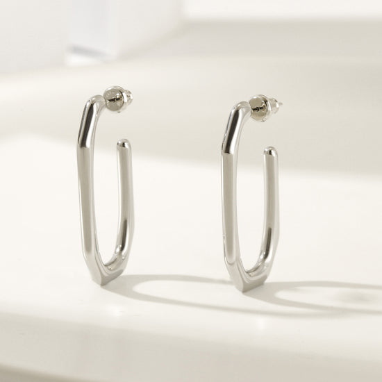 Stainless steel large G earrings-SCE462STWG