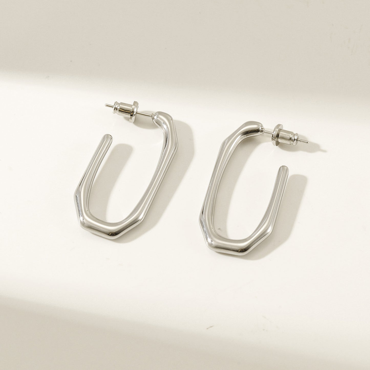 Stainless steel large G earrings-SCE462STWG