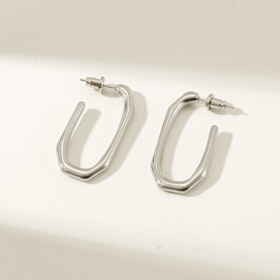 Stainless steel large G earrings-SCE462STWG
