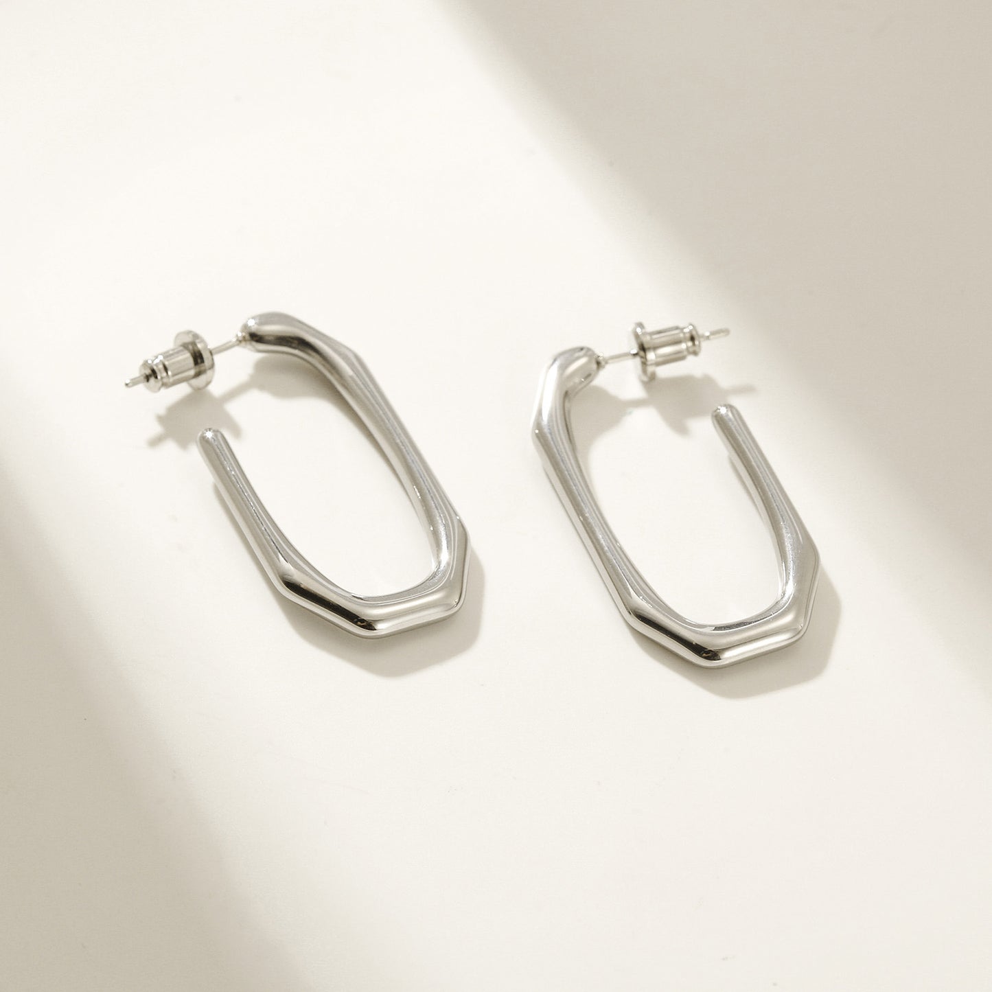 Stainless steel large G earrings-SCE462STWG