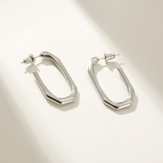 Stainless steel large G earrings-SCE462STWG