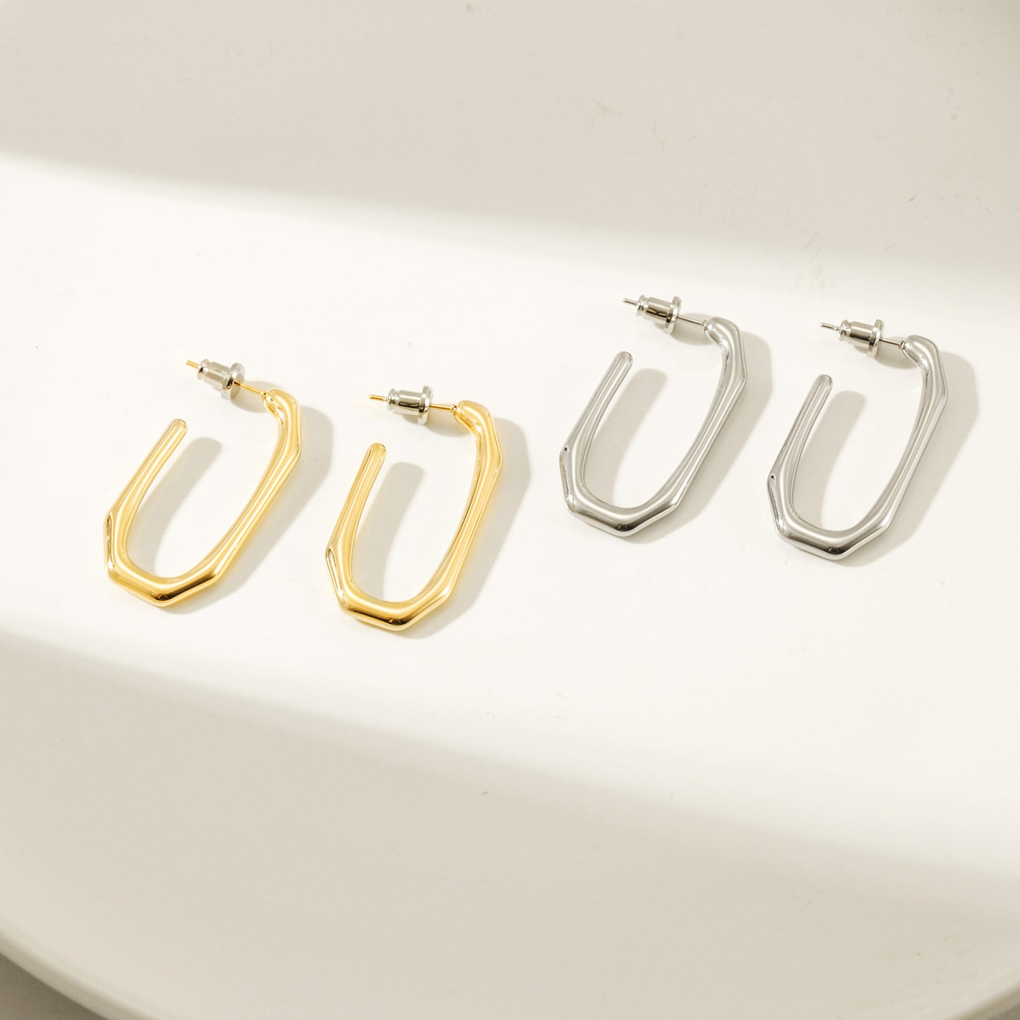 Stainless steel large G earrings-SCE462STWG