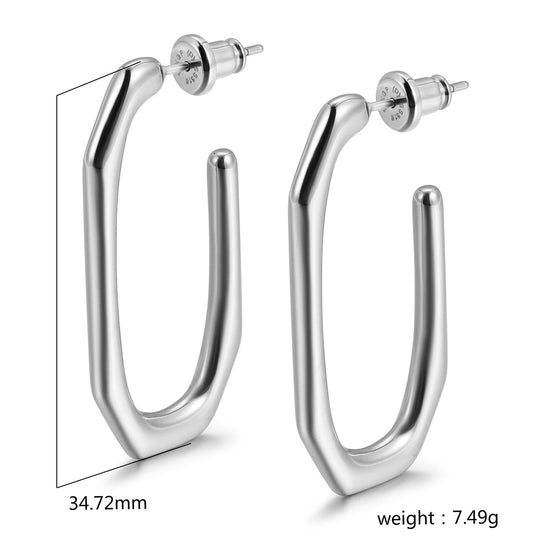 Stainless steel large G earrings-SCE462STWG