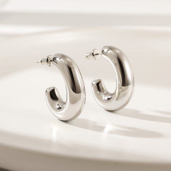 Twisted L Smooth Earrings-SCE463STWG