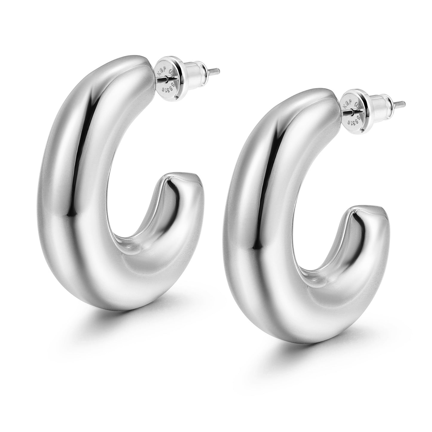 Twisted L Smooth Earrings-SCE463STWG