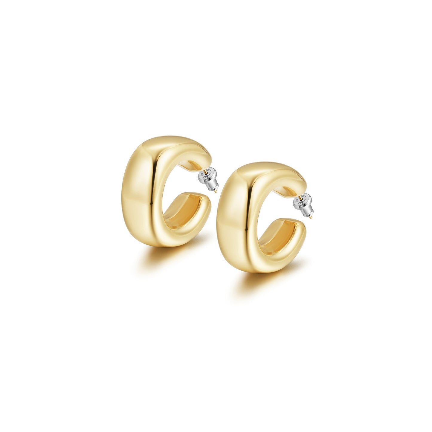 Exaggerated large C smooth earrings-SCE464STMC