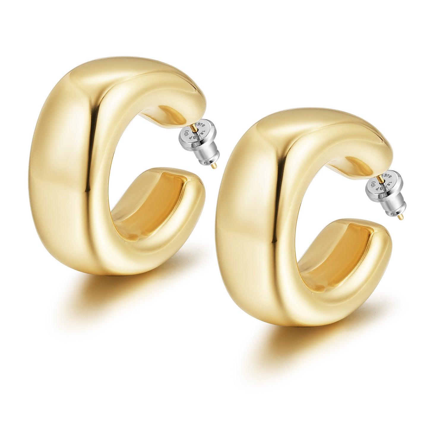 Exaggerated large C smooth earrings-SCE464STMC
