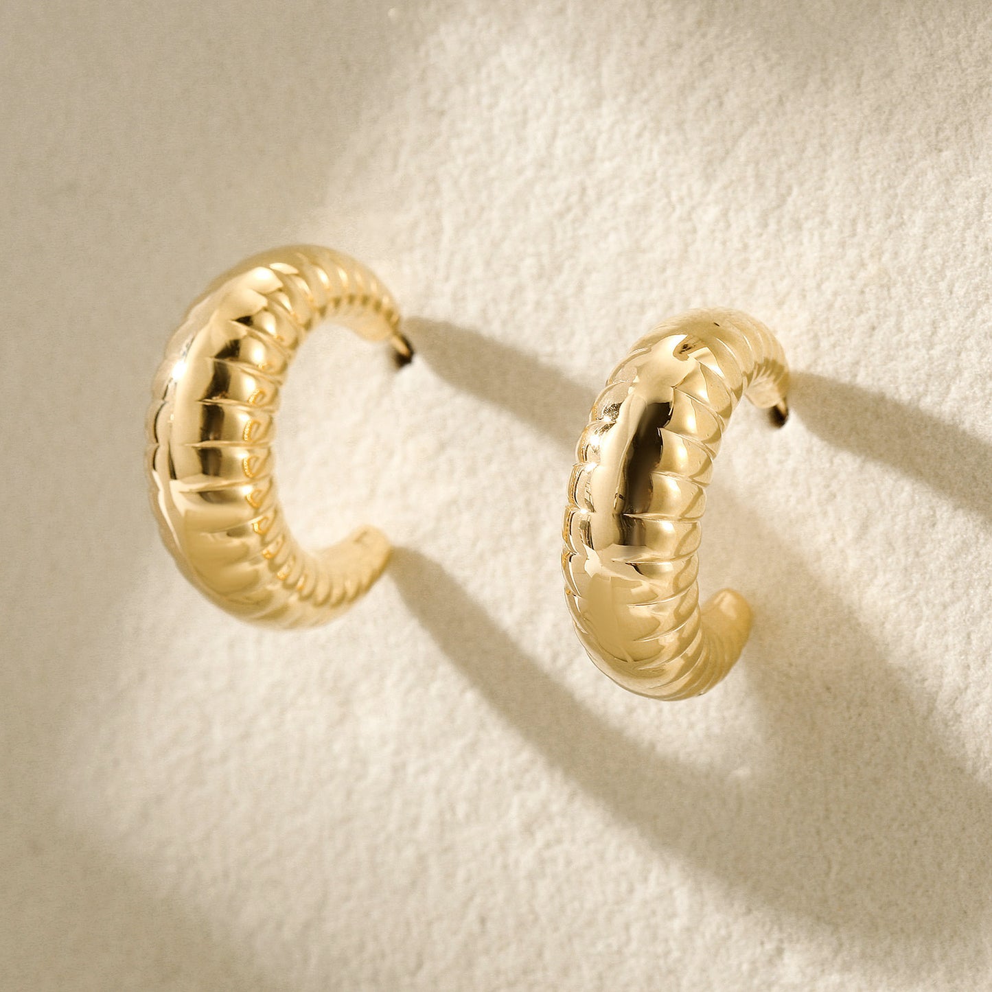 Cable C-shaped earrings-SCE469STMC