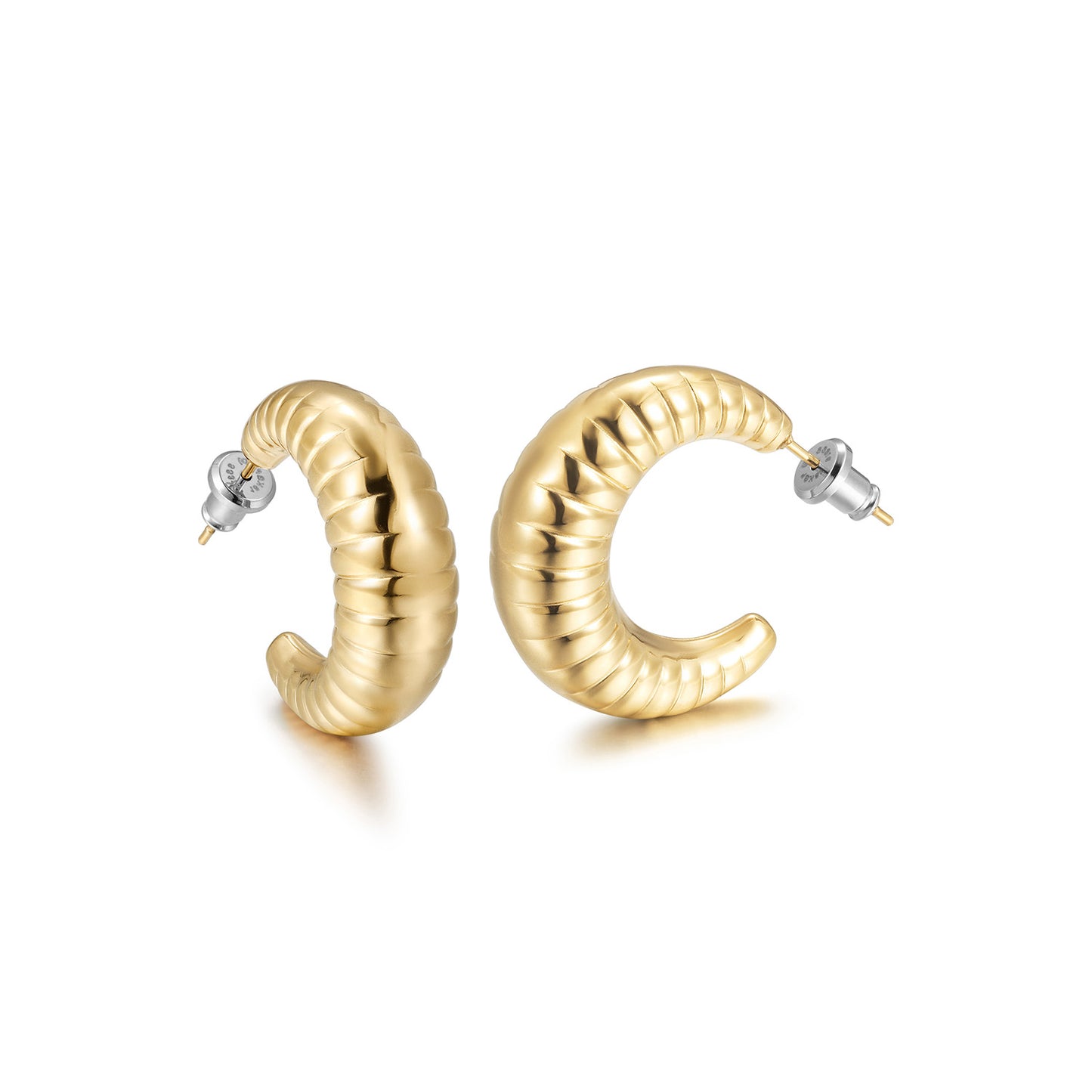 Cable C-shaped earrings-SCE469STMC