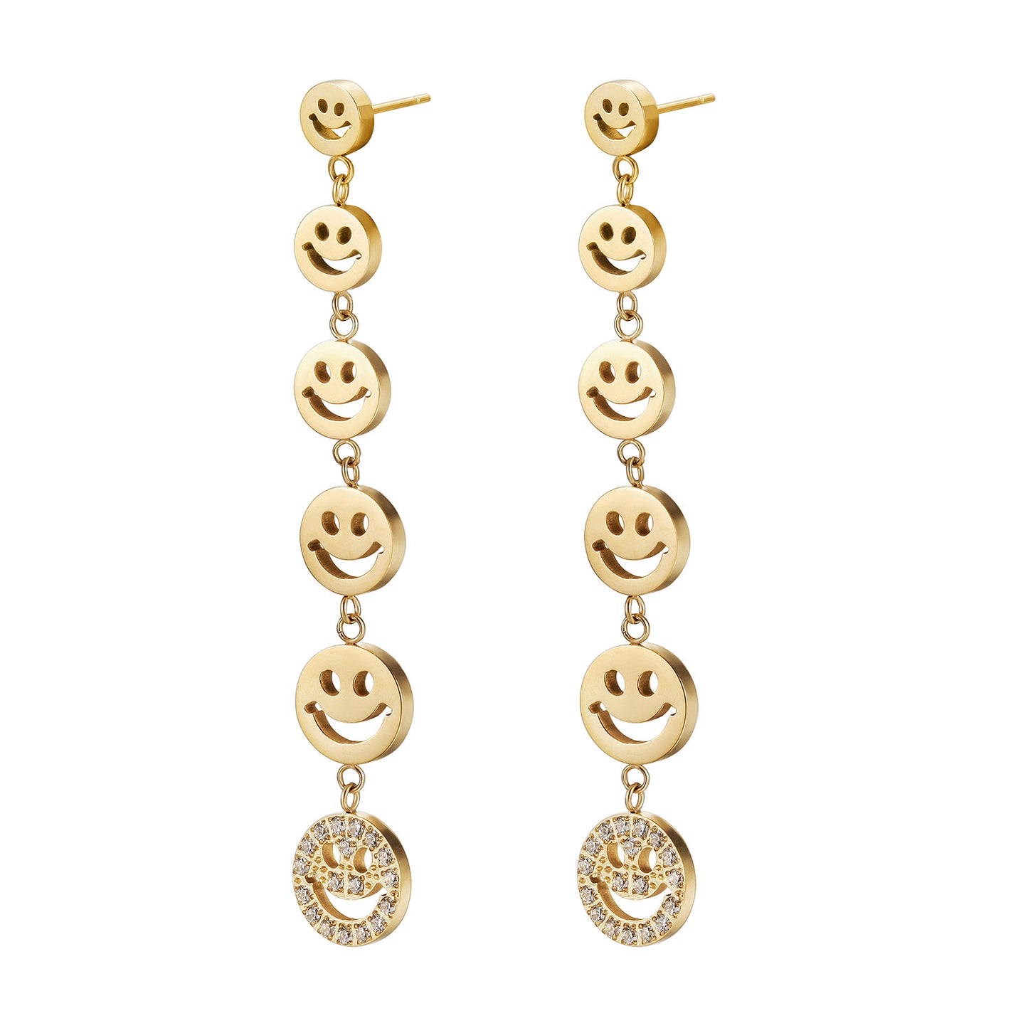 Line smiley earrings-SCE470STMC