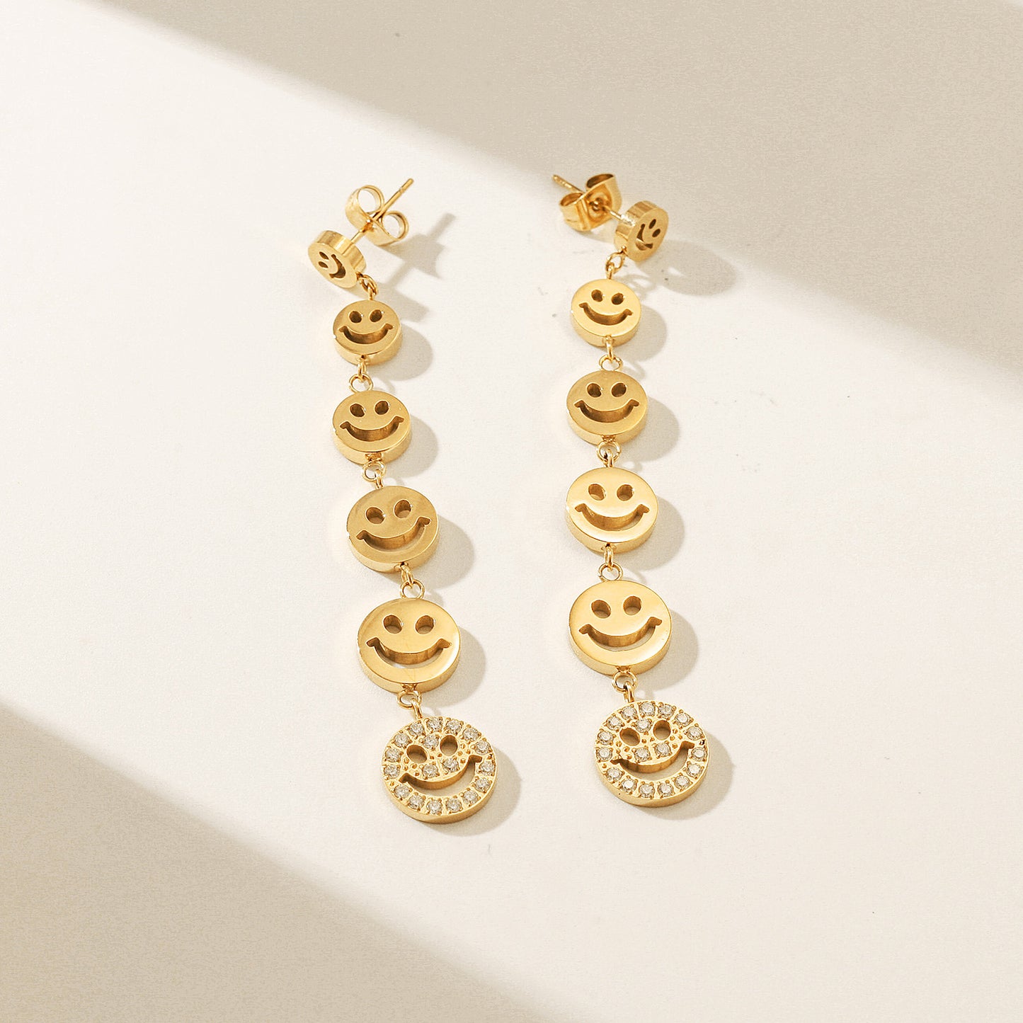 Line smiley earrings-SCE470STMC