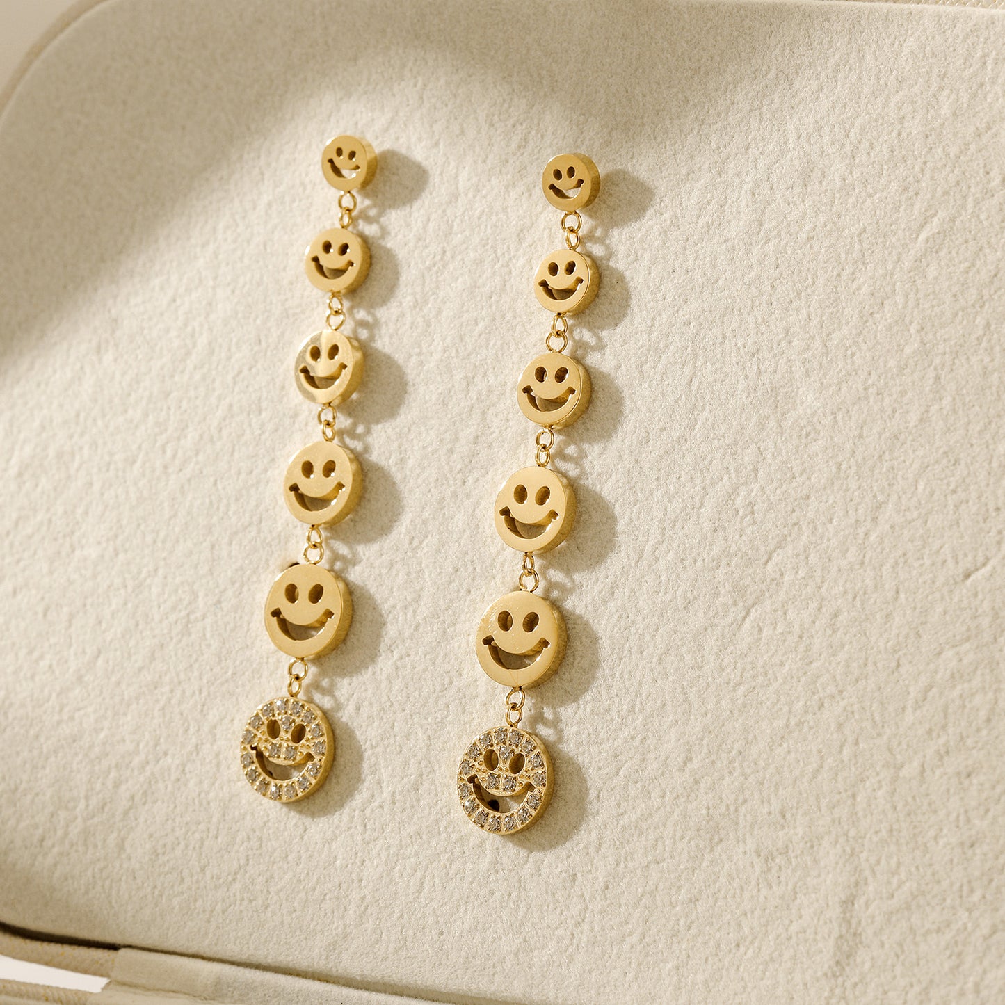 Line smiley earrings-SCE470STMC