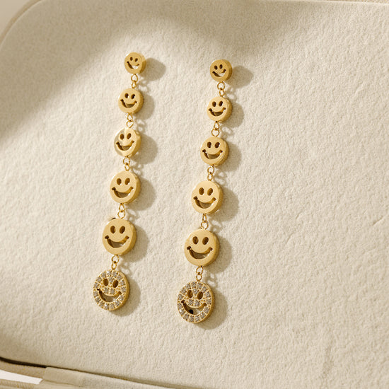 Line smiley earrings-SCE470STMC
