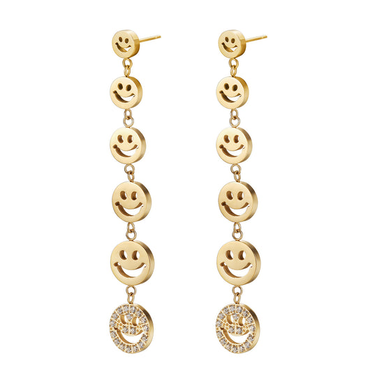 Line smiley earrings-SCE470STMC
