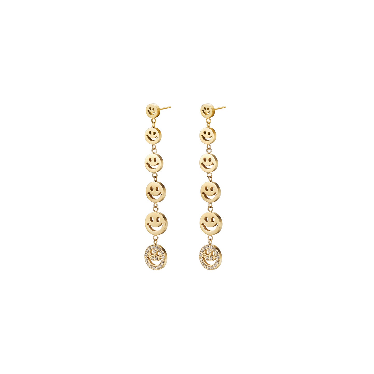 Line smiley earrings-SCE470STMC