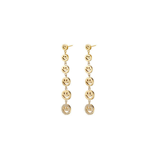 Line smiley earrings-SCE470STMC