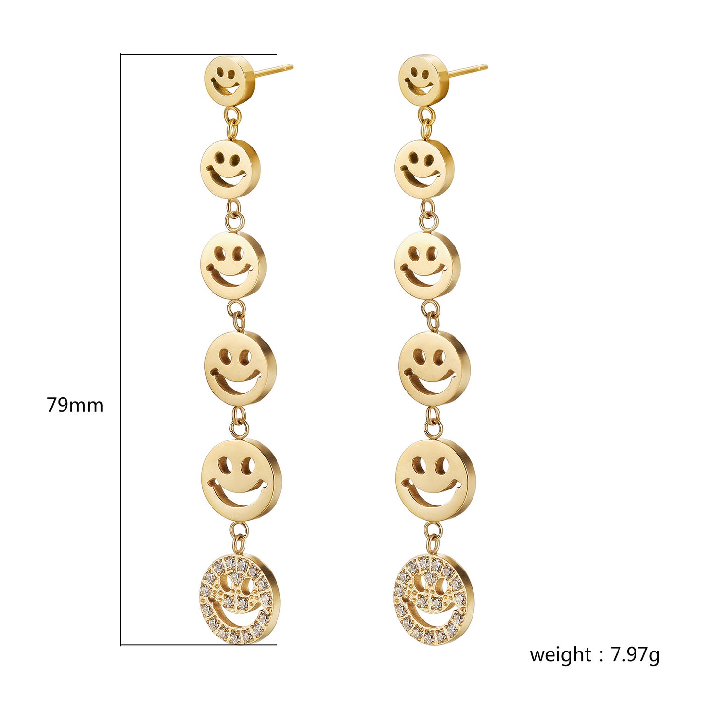 Line smiley earrings-SCE470STMC