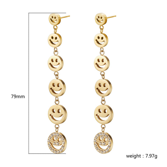Line smiley earrings-SCE470STMC