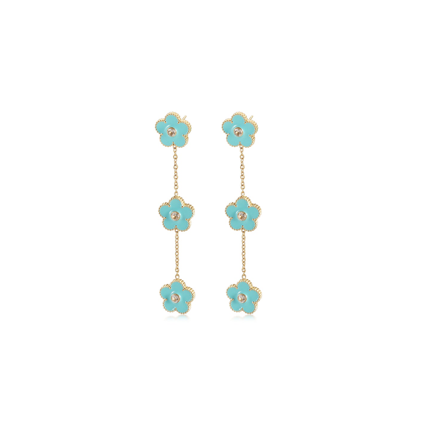 Blue flower earrings-SCE473STGCBU