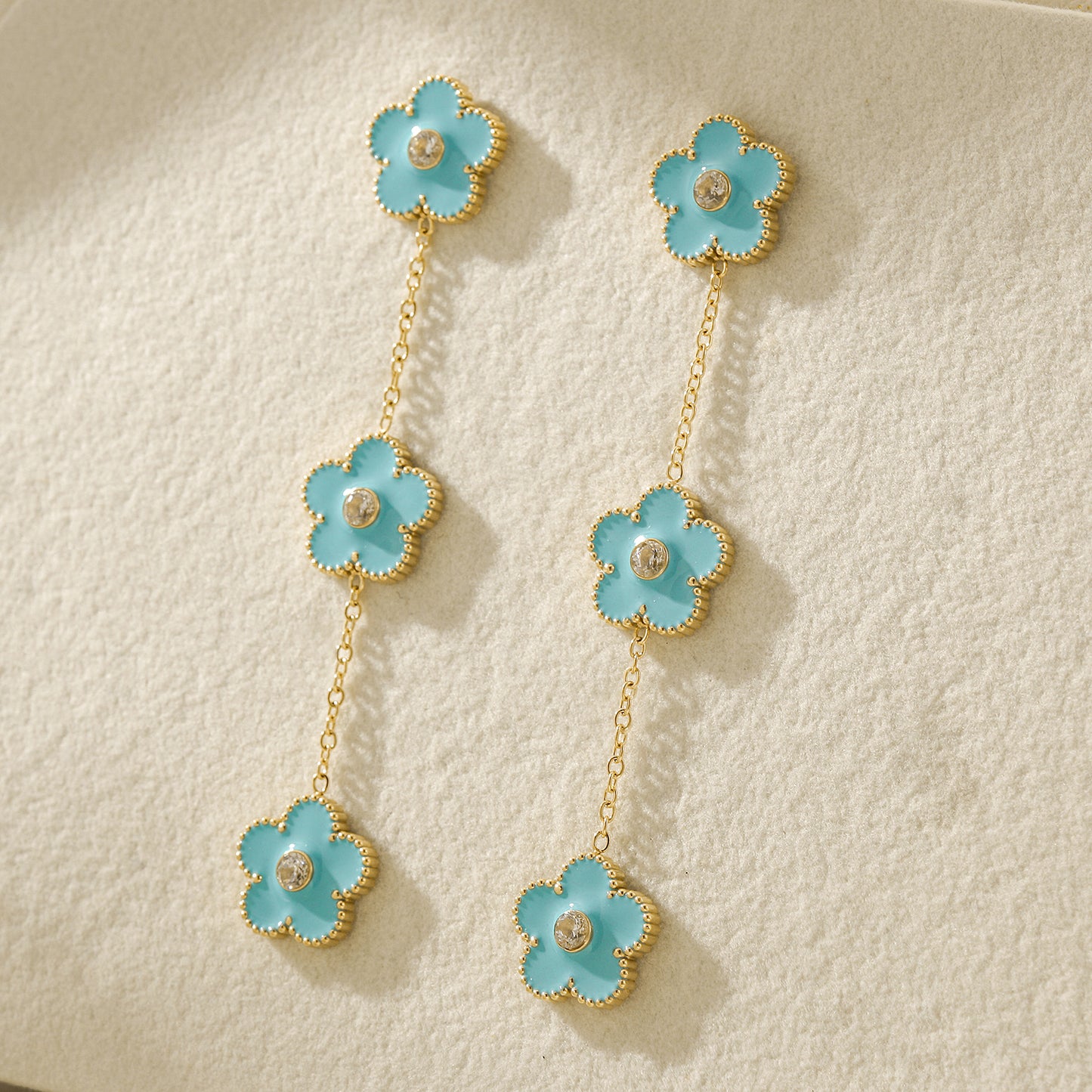 Blue flower earrings-SCE473STGCBU