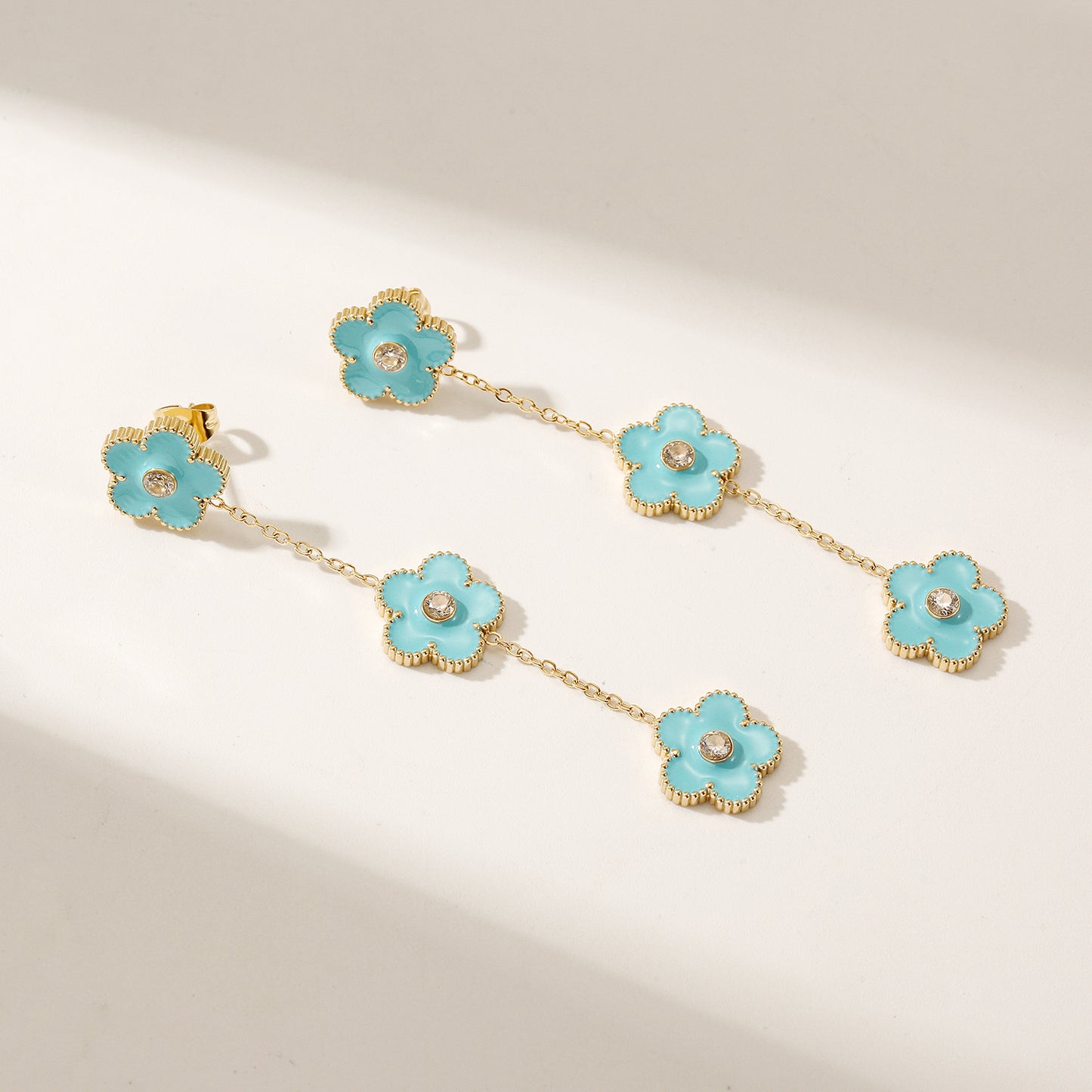 Blue flower earrings-SCE473STGCBU