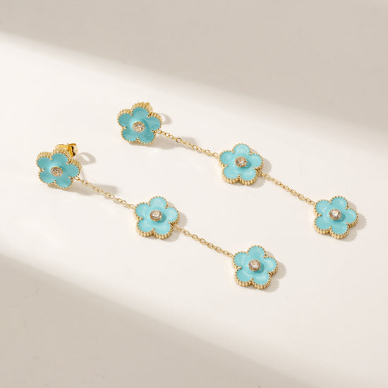 Blue flower earrings-SCE473STGCBU