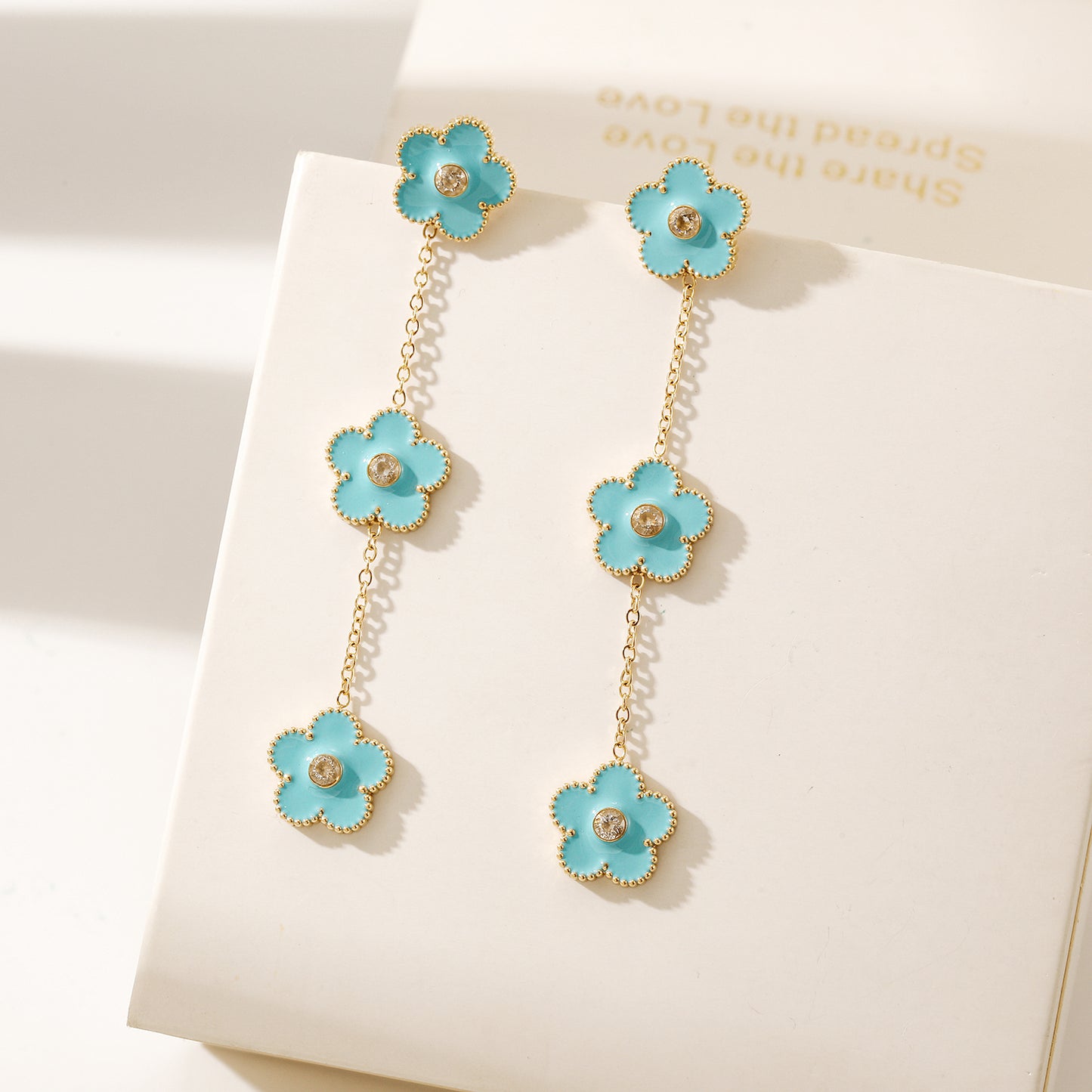 Blue flower earrings-SCE473STGCBU