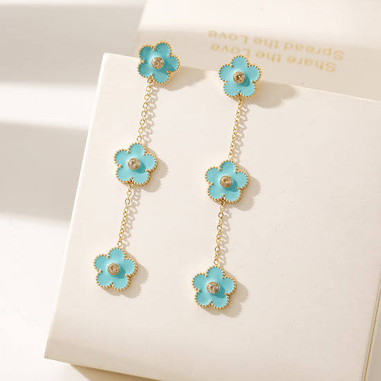 Blue flower earrings-SCE473STGCBU