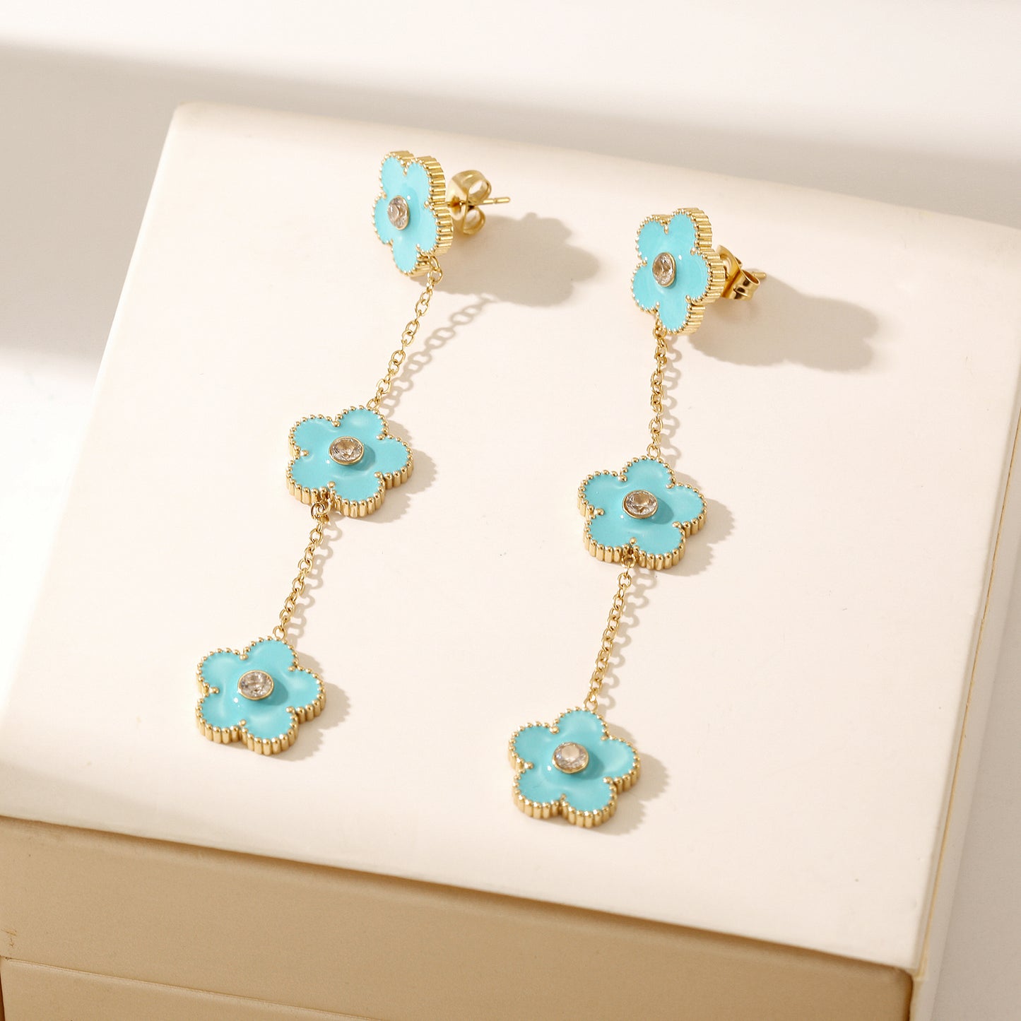 Blue flower earrings-SCE473STGCBU