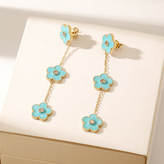 Blue flower earrings-SCE473STGCBU