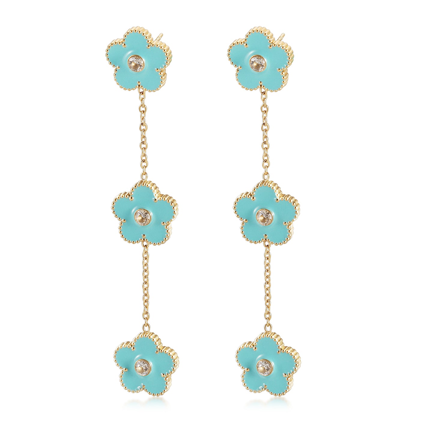 Blue flower earrings-SCE473STGCBU
