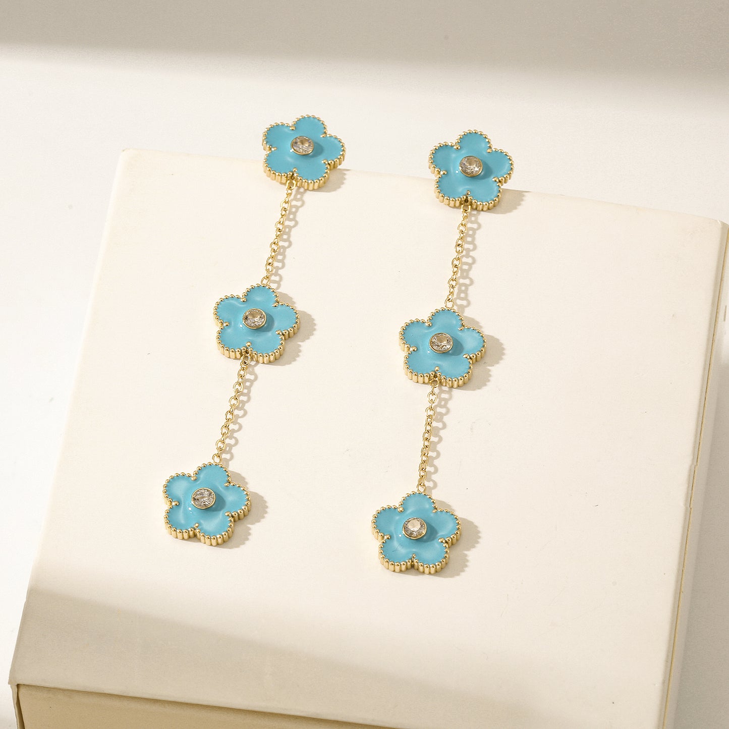 Blue flower earrings-SCE473STGCBU