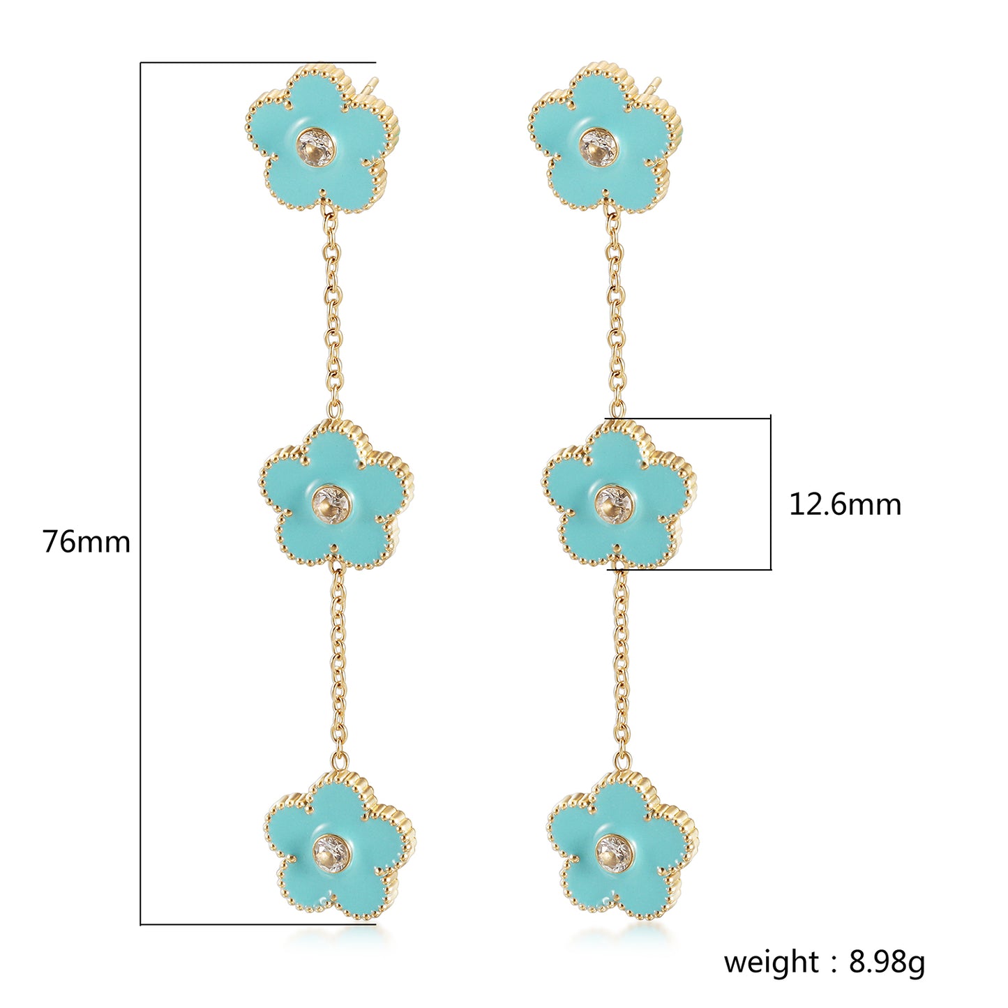 Blue flower earrings-SCE473STGCBU