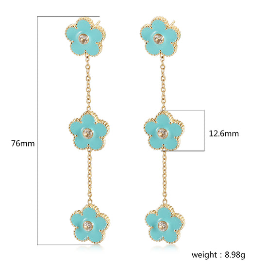 Blue flower earrings-SCE473STGCBU