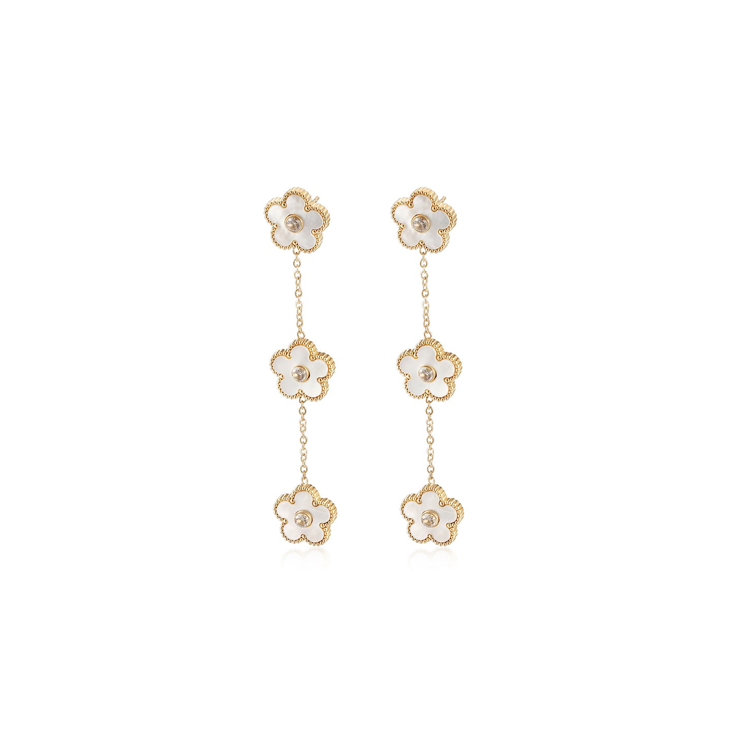 Golden Flower Earrings-SCE473STGCWT