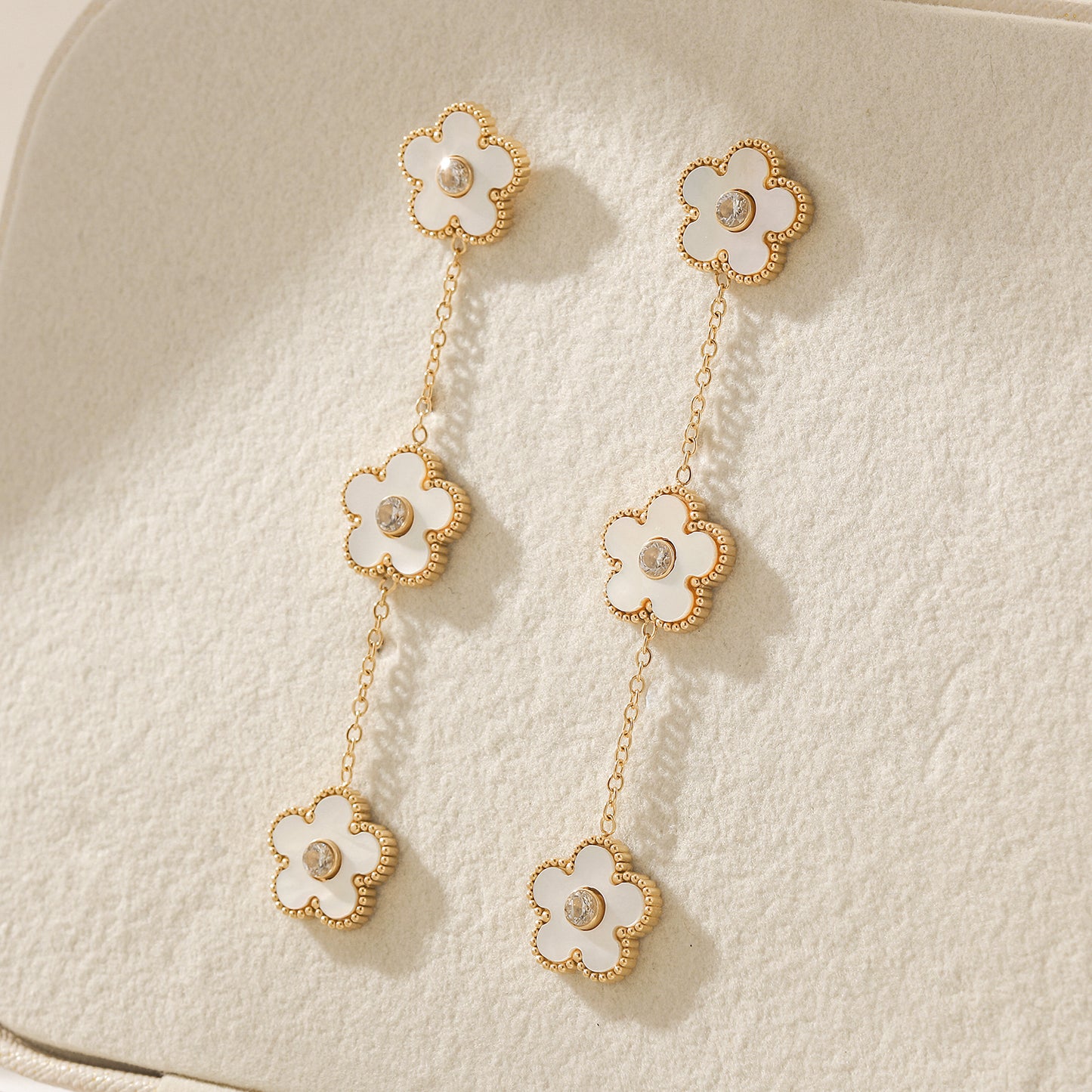 Golden Flower Earrings-SCE473STGCWT